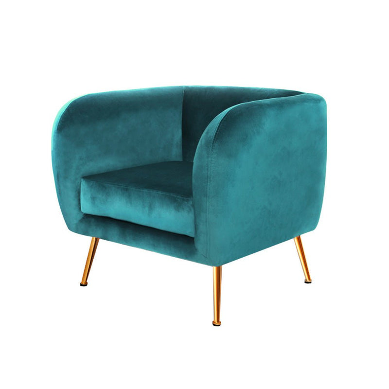 Artiss Armchair Lounge Sofa Arm Chair Accent Chairs Armchairs Couch Velvet Green Payday Deals