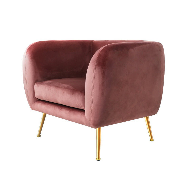 Artiss Armchair Lounge Sofa Arm Chair Accent Chairs Armchairs Couch Velvet Pink Payday Deals