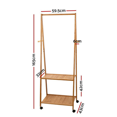 Artiss Bamboo Hanger Stand Wooden Clothes Rack Display Shelf Payday Deals