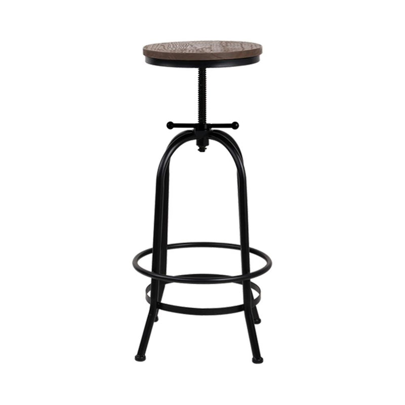 Artiss Bar Stool Industrial Round Seat Wood Metal - Black and Brown Payday Deals