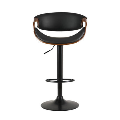 Artiss Bar Stools Swivel Chair Kitchen Gas Lift Wooden Bar Stool Leather Black Payday Deals