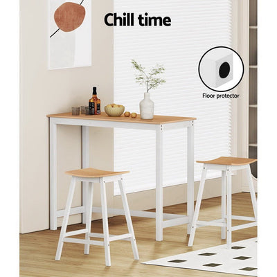 Artiss Bar Table Ari Dining Desk High Solid Wood Kitchen Shelf Wooden White Cafe Payday Deals