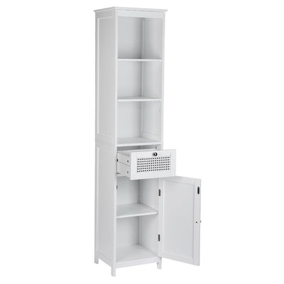 Artiss Bathroom Cabinet Storage 161cm White Rattan Tallboy Toilet Cupboard Payday Deals