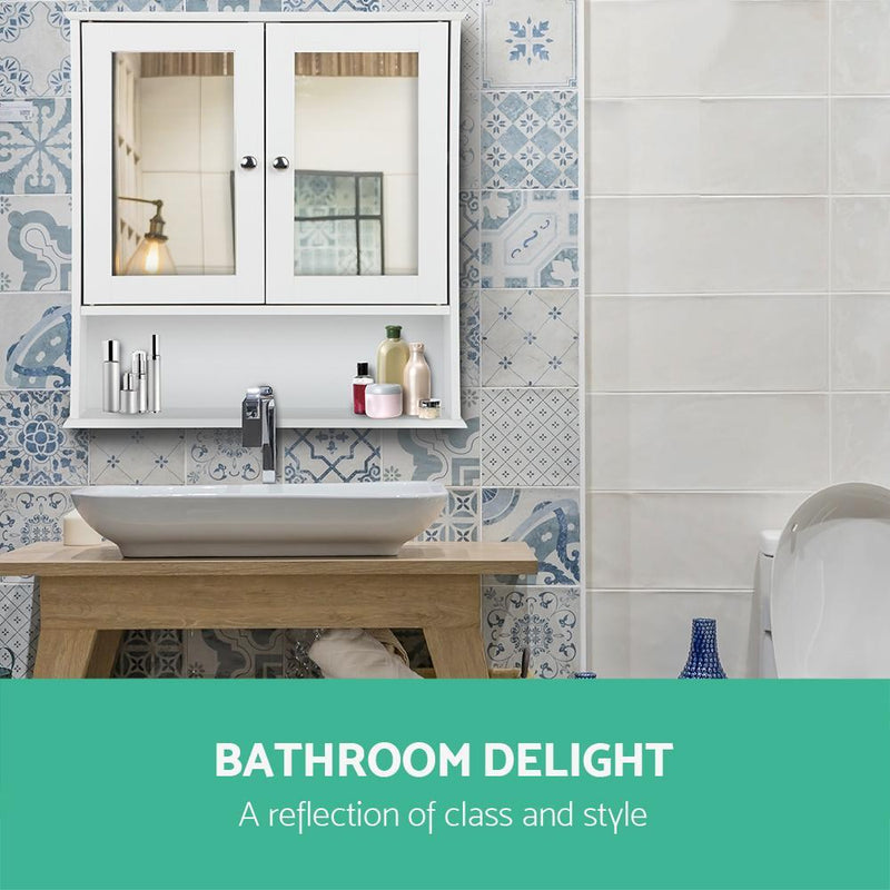 Artiss Bathroom Tallboy Storage Cabinet with Mirror - White Payday Deals