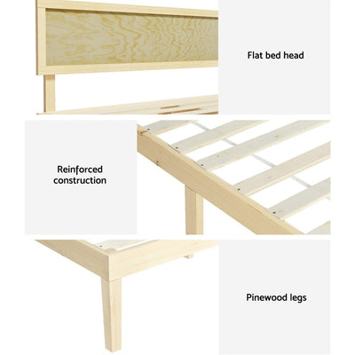 Artiss Bed Frame Double Size Wooden Base Mattress Platform Timber Pine YUMI Payday Deals