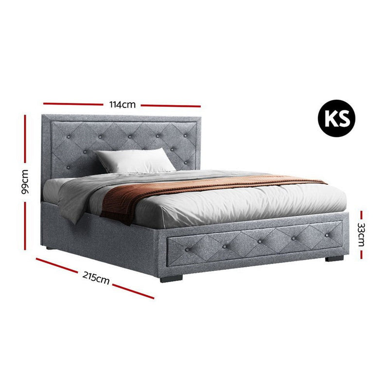 Artiss Bed Frame King Single Size Gas Lift Base With Storage Mattress Fabric Payday Deals