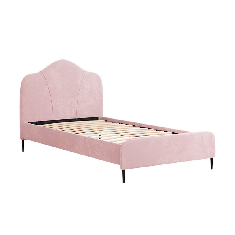 Artiss Bed Frame King Single Size Velvet Pink OLAN Payday Deals