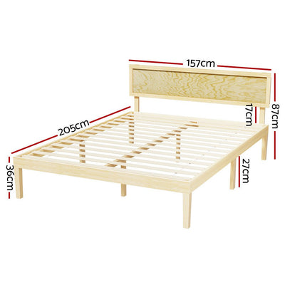 Artiss Bed Frame Queen Size Wooden Base Mattress Platform Timber Pine YUMI Payday Deals