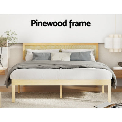 Artiss Bed Frame Queen Size Wooden Base Mattress Platform Timber Pine YUMI Payday Deals