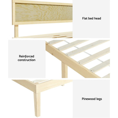 Artiss Bed Frame Queen Size Wooden Base Mattress Platform Timber Pine YUMI Payday Deals