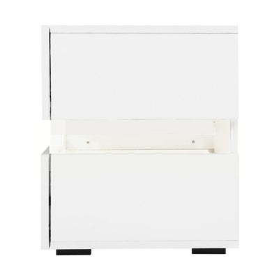 Artiss Bedside Table 2 Drawers RGB LED Side Nightstand High Gloss Cabinet White Payday Deals