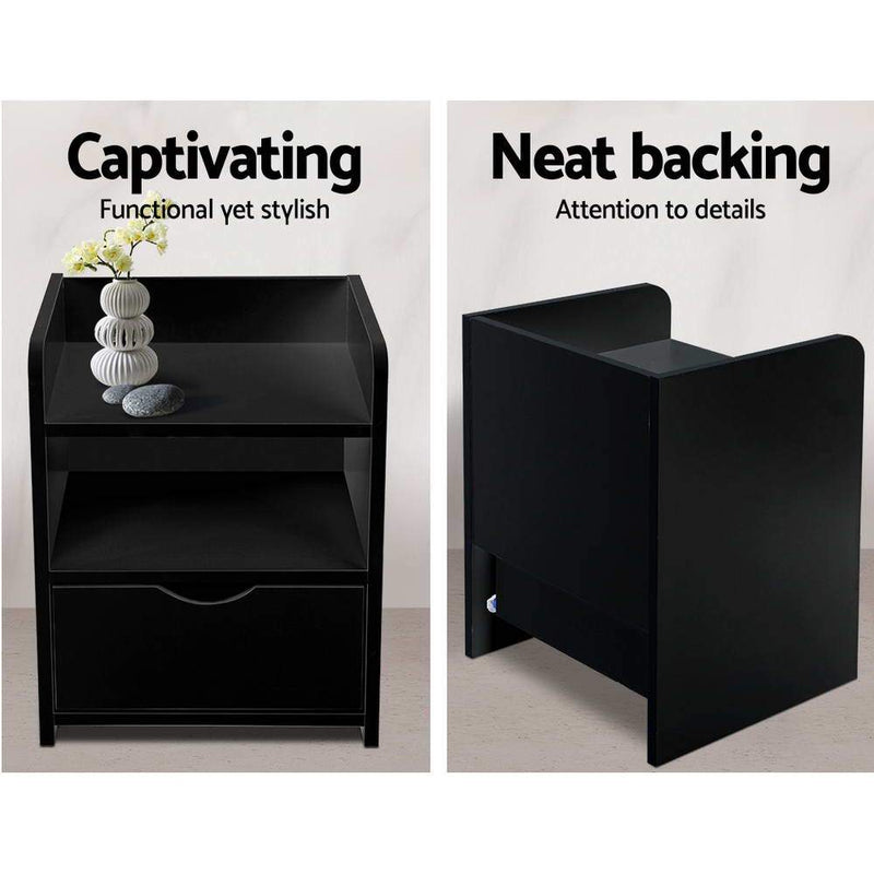 Artiss Bedside Table Drawer - Black Payday Deals