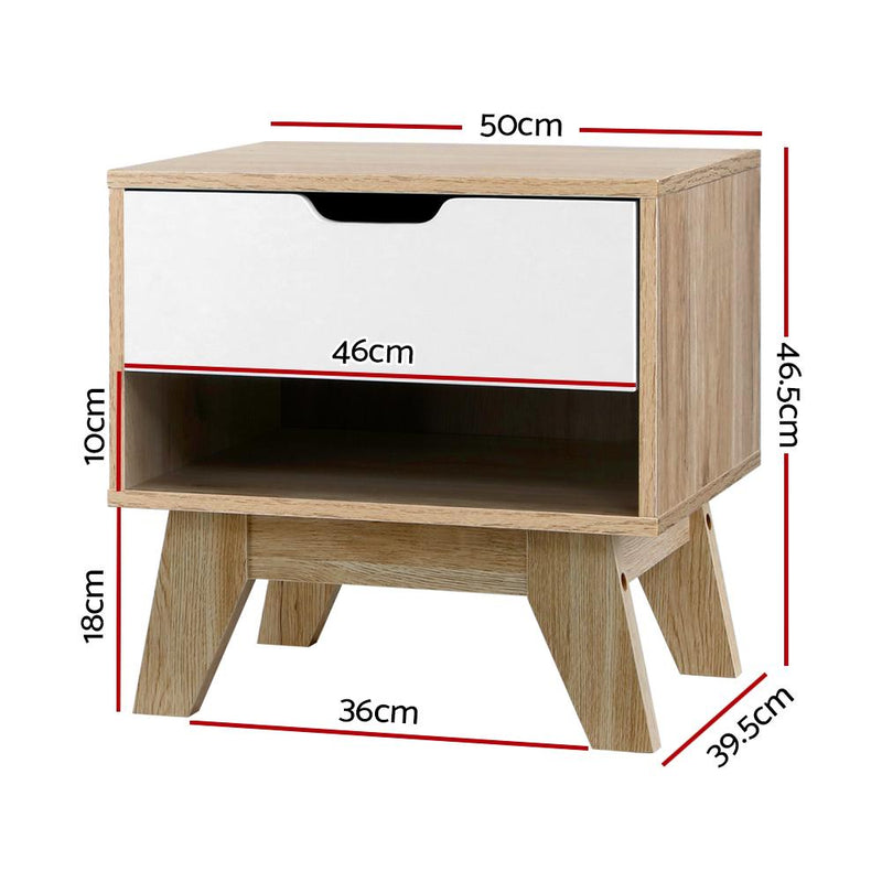 Artiss Bedside Table Drawer Nightstand Shelf Cabinet Storage Lamp Side Wooden Payday Deals