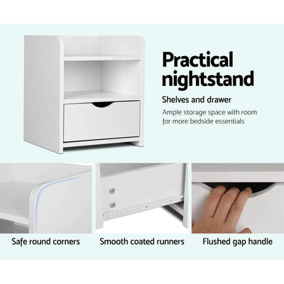 Artiss Bedside Table Drawer - White Payday Deals