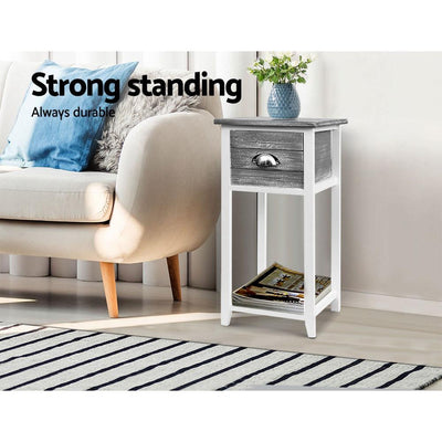 Artiss Bedside Table Nightstand Drawer Storage Cabinet Lamp Side Shelf Unit Grey Payday Deals