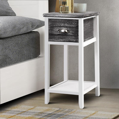 Artiss Bedside Table Nightstand Drawer Storage Cabinet Lamp Side Shelf Unit Grey Payday Deals