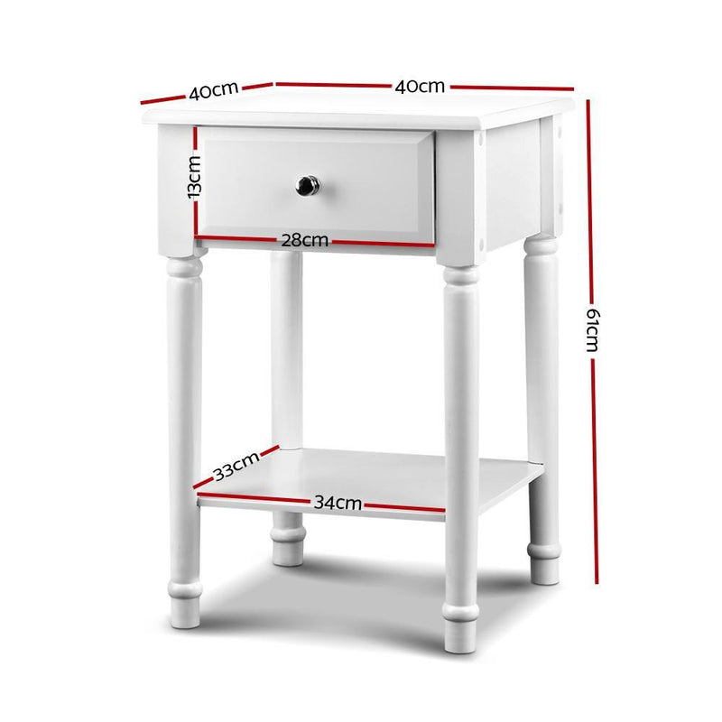 Artiss Bedside Table Nightstand Side Table Timber Legs White