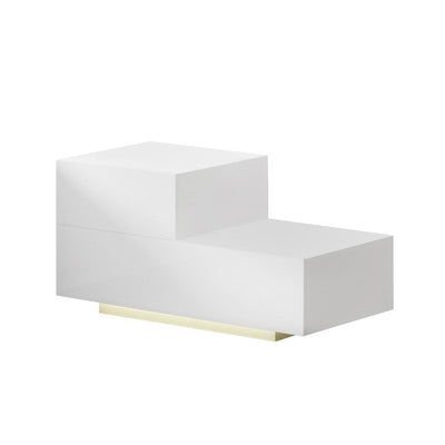 Artiss Bedside Tables 2 Drawers Side Table RGB LED High Gloss Nightstand White Payday Deals