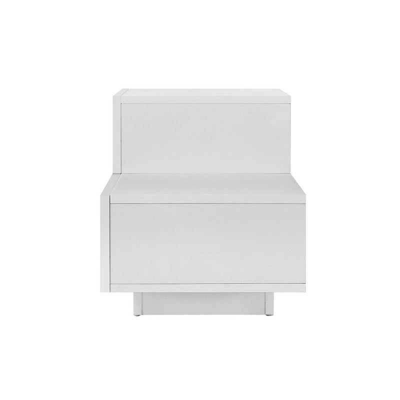 Artiss Bedside Tables 2 Drawers Side Table RGB LED High Gloss Nightstand White Payday Deals