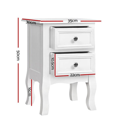 Artiss Bedside Tables Drawers Side Table French Storage Cabinet Nightstand Lamp Payday Deals