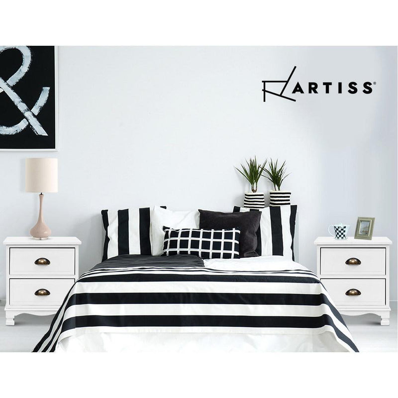 2x Artiss Bedside Tables Drawers Side Table Nightstand Vintage Storage Cabinet Payday Deals