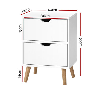 Artiss Bedside Tables Drawers Side Table Nightstand White Storage Cabinet Wood Payday Deals