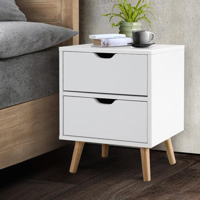 Artiss Bedside Tables Drawers Side Table Nightstand White Storage Cabinet Wood Payday Deals