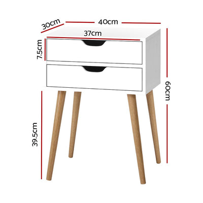 Artiss Bedside Tables Drawers Side Table Nightstand Wood Storage Cabinet White Payday Deals