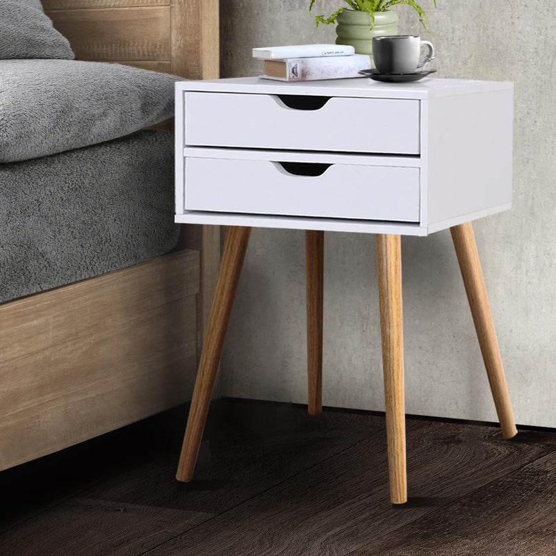 Artiss Bedside Tables Drawers Side Table Nightstand Wood Storage Cabinet White Payday Deals