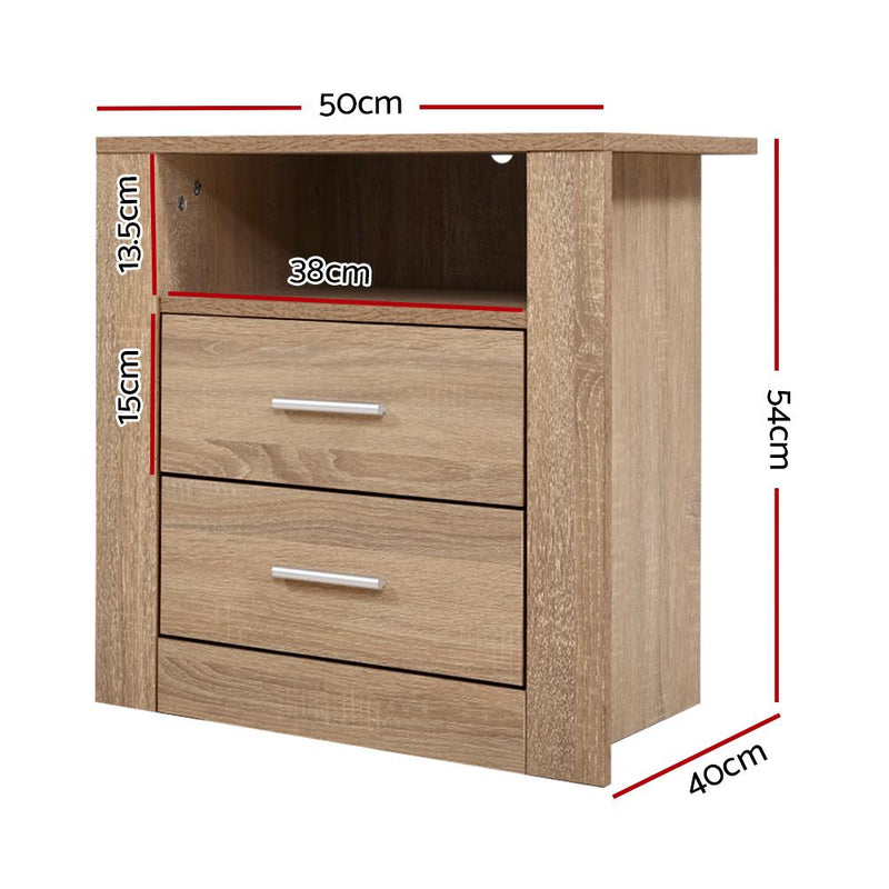 Artiss Bedside Tables Drawers Storage Cabinet Shelf Side End Table Oak Payday Deals