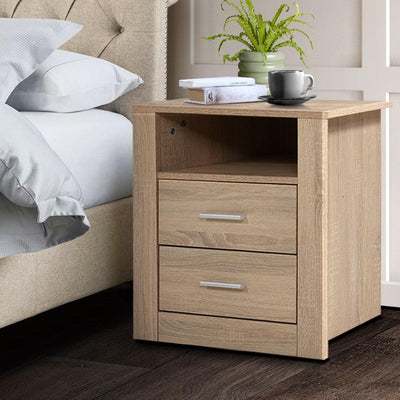 Artiss Bedside Tables Drawers Storage Cabinet Shelf Side End Table Oak Payday Deals