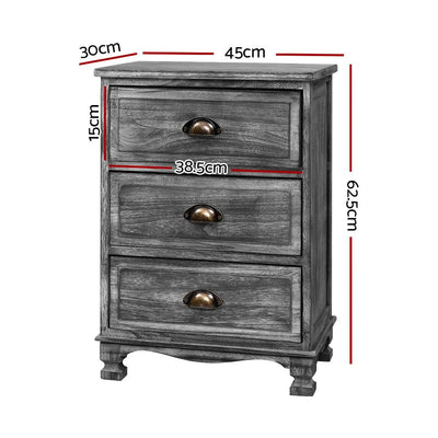 Artiss Bedside Tables Side Table Drawers Cabinet Vintage Grey Nightstand Storage Payday Deals