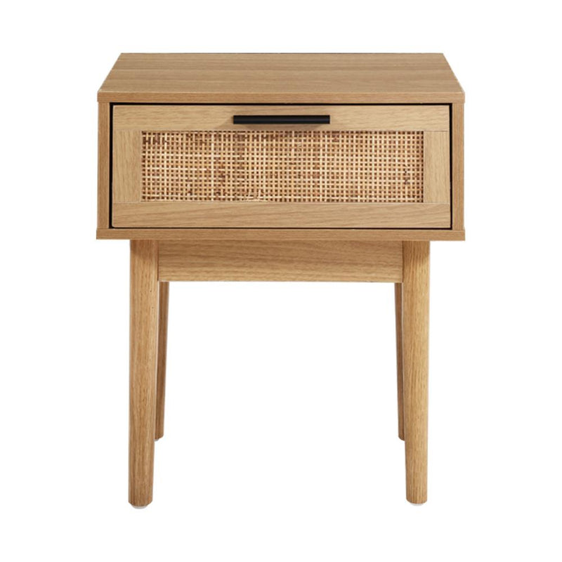 Artiss Bedside Tables Table 1 Drawer Storage Cabinet Rattan Wood Nightstand Payday Deals