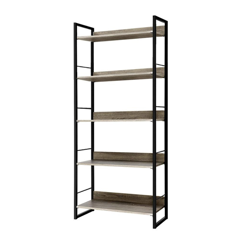 Artiss Bookshelf Wooden Display Shelves Bookcase Shelf Storage Metal Wall Black Payday Deals