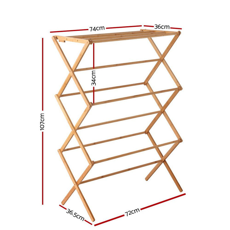 Artiss Clothes Rack Airer Foldable Bamboo Drying Laundry Dryer Garment Hanger Payday Deals