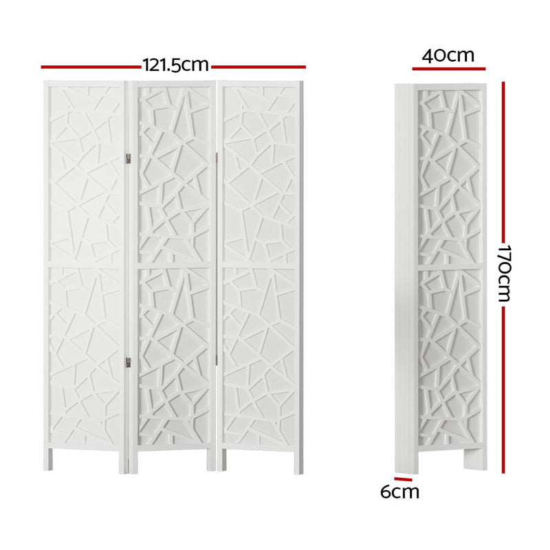 Artiss Clover Room Divider Screen Privacy Wood Dividers Stand 3 Panel White Payday Deals