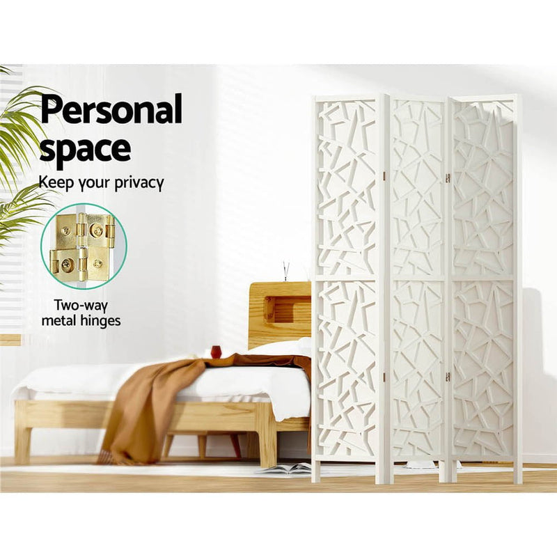 Artiss Clover Room Divider Screen Privacy Wood Dividers Stand 3 Panel White Payday Deals