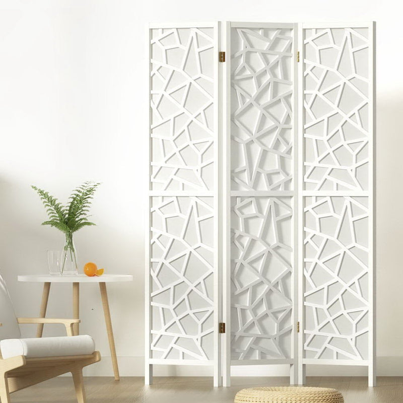 Artiss Clover Room Divider Screen Privacy Wood Dividers Stand 3 Panel White Payday Deals