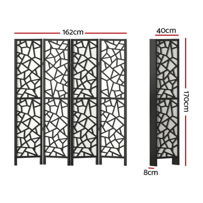 Artiss Clover Room Divider Screen Privacy Wood Dividers Stand 4 Panel Black Payday Deals