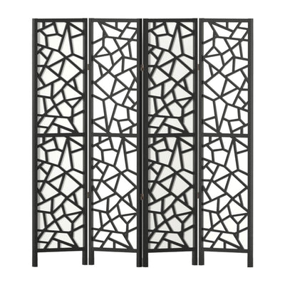 Artiss Clover Room Divider Screen Privacy Wood Dividers Stand 4 Panel Black Payday Deals