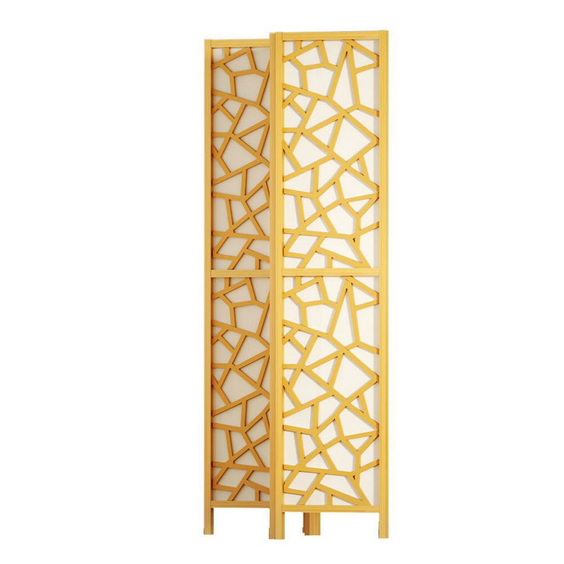 Artiss Clover Room Divider Screen Privacy Wood Dividers Stand 4 Panel Natural Payday Deals