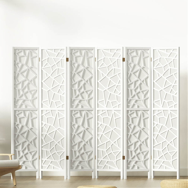 Artiss Clover Room Divider Screen Privacy Wood Dividers Stand 6 Panel White Payday Deals