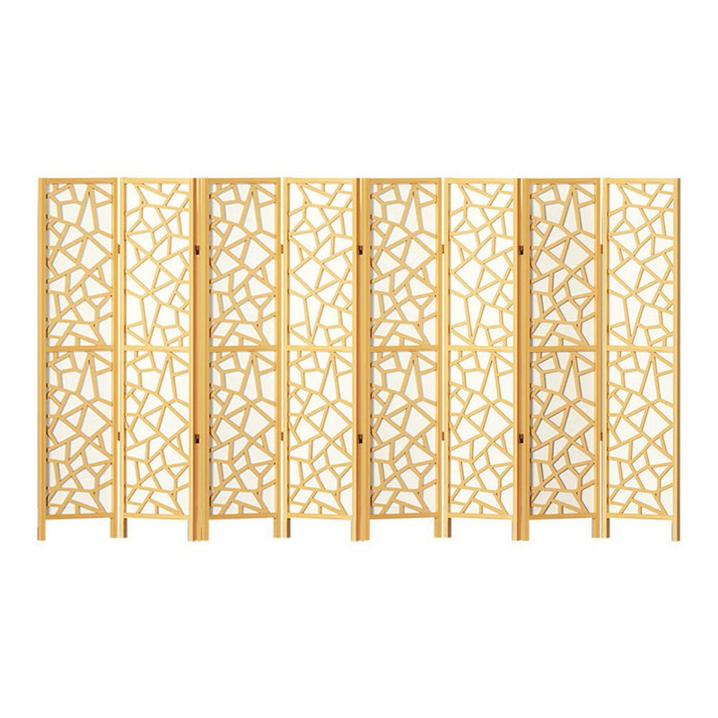 Artiss Clover Room Divider Screen Privacy Wood Dividers Stand 8 Panel Natural Payday Deals