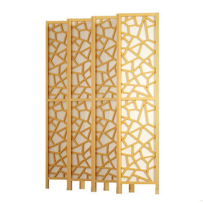 Artiss Clover Room Divider Screen Privacy Wood Dividers Stand 8 Panel Natural Payday Deals