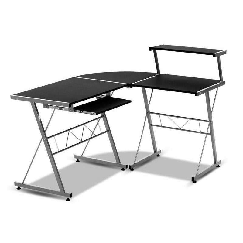 Artiss Corner Metal Pull Out Table Desk - Black Payday Deals