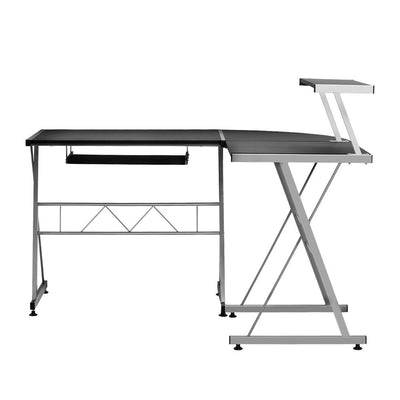 Artiss Corner Metal Pull Out Table Desk - Black Payday Deals