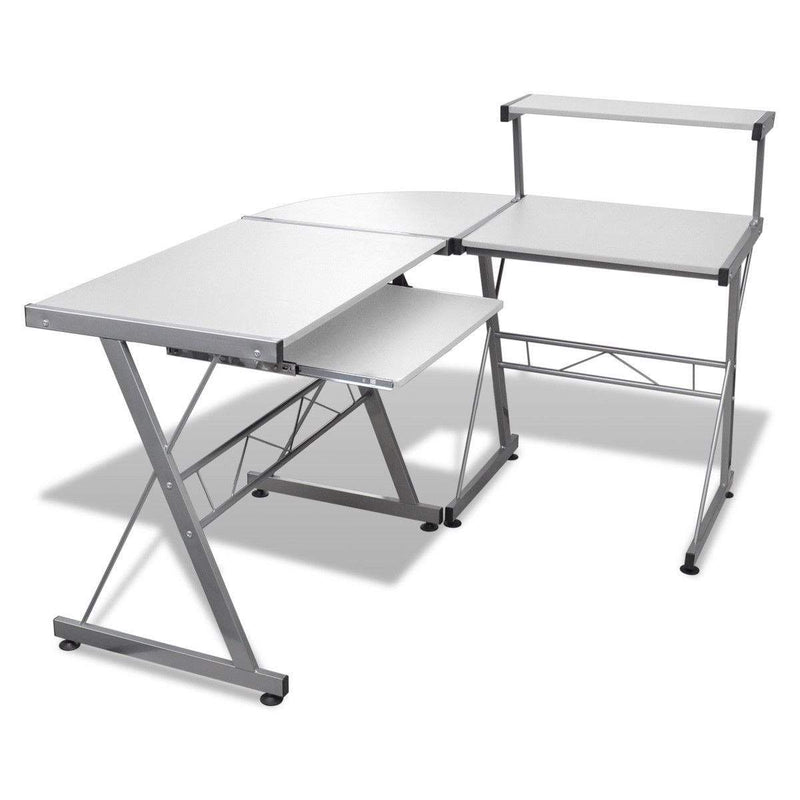 Artiss Corner Metal Pull Out Table Desk - White Payday Deals