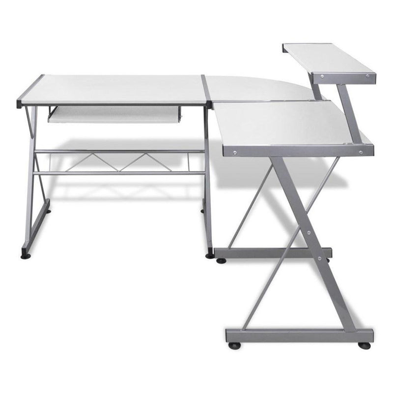 Artiss Corner Metal Pull Out Table Desk - White Payday Deals