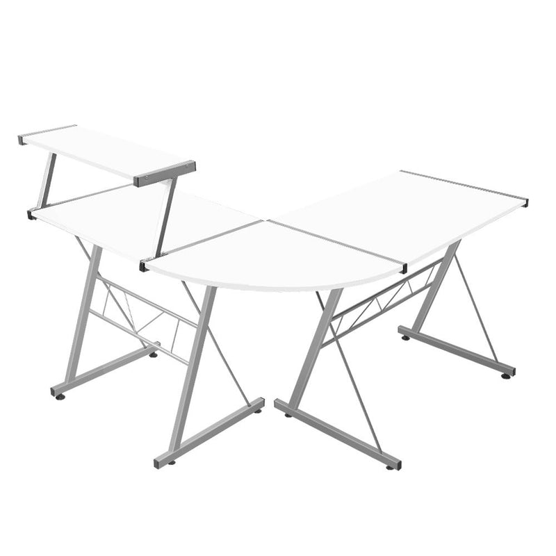 Artiss Corner Metal Pull Out Table Desk - White Payday Deals