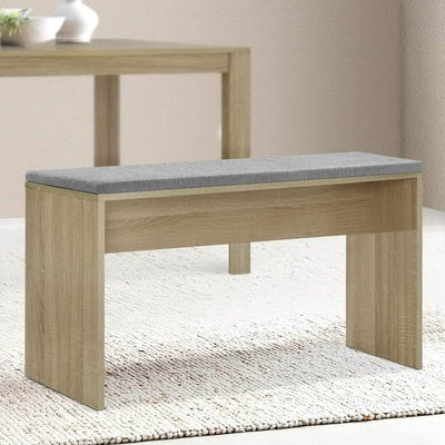 Artiss Dining Bench NATU Upholstery Seat Stool Chair Cushion Kitchen Furniture Oak 90cm Payday Deals